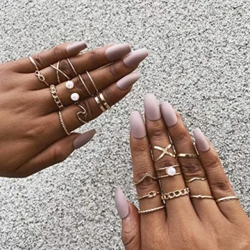 17 MILE 10 Pcs Gold Stackable Rings Set for Women