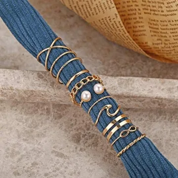 17 MILE 10 Pcs Gold Stackable Rings Set for Women