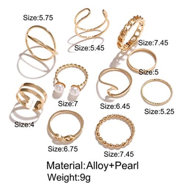 17 MILE 10 Pcs Gold Stackable Rings Set for Women