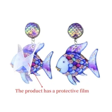 Vibrant Acrylic Rainbow Fish Earrings for Unique Style