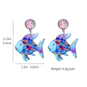 Vibrant Acrylic Rainbow Fish Earrings for Unique Style