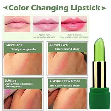 Genenic Aloe Vera Lipstick, Charming Shine Long Lasting Anti-cracking Temperature Color Changing Aloe Vera Lipstick Moisturizing Lip Makeup