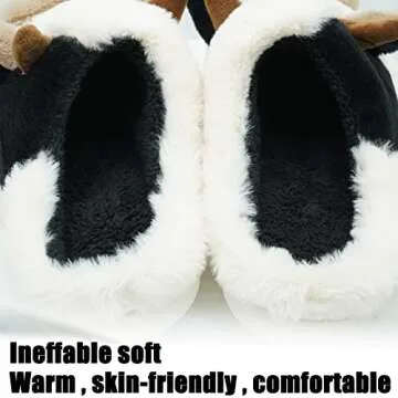 NateBur Fluffy Cow Slippers, Fuzzy Slippers Cute Cow House Animal Slippers, Cow Slippers for Women, Winter Soft Comfy Warm Anti-slip Indoor Outdoor Slipper