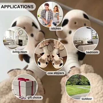NateBur Fluffy Cow Slippers, Fuzzy Slippers Cute Cow House Animal Slippers, Cow Slippers for Women, Winter Soft Comfy Warm Anti-slip Indoor Outdoor Slipper