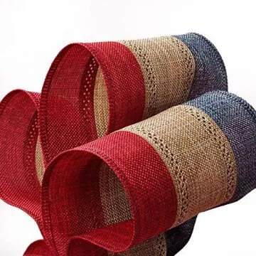 Rustic Patriotic Burlap Striped Ribbon - Versatile 10 Yards
