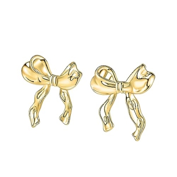 Elegant Gold Bow Earrings for Women - Hypoallergenic & Stylish
