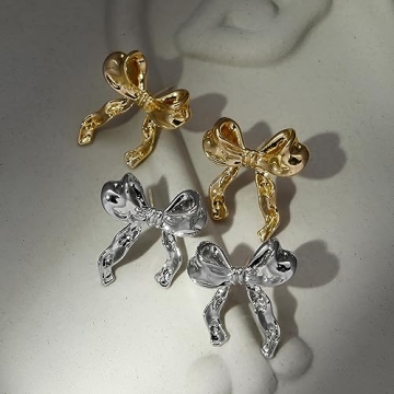 Gold Bow Earrings Women Hypoallergenic Elegant Jewelry
