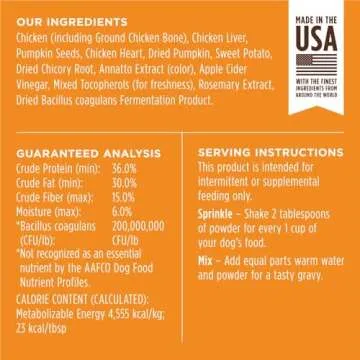 Instinct Raw Boost Shakers, Freeze-Dried Dog Food Powder Topper, Chicken - Gut Health, 5.5 oz. Bottle