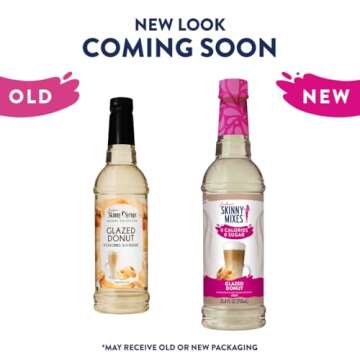 Jordan's Skinny Syrups Sugar Free Coffee Syrup, Glazed Donut Flavor Drink Mix, Zero Calorie Flavorin...