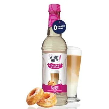 Jordan's Skinny Syrups Sugar Free Coffee Syrup, Glazed Donut Flavor Drink Mix, Zero Calorie Flavoring for Chai Latte, Protein Shake, Food & More, Gluten Free, Keto Friendly, 25.4 Fl Oz, (Pack of 1)