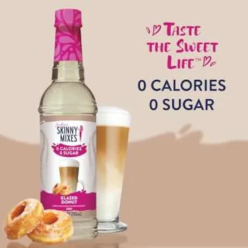 Jordan's Skinny Syrups Sugar Free Coffee Syrup, Glazed Donut Flavor Drink Mix, Zero Calorie Flavoring for Chai Latte, Protein Shake, Food & More, Gluten Free, Keto Friendly, 25.4 Fl Oz, (Pack of 1)