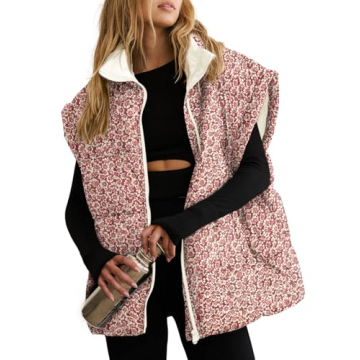 Tankaneo Women's Floral Oversized Puffer Vest - Cozy & Stylish Quilted Layer