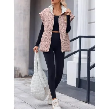 Tankaneo Women's Floral Oversized Puffer Vest - Stylish Comfort