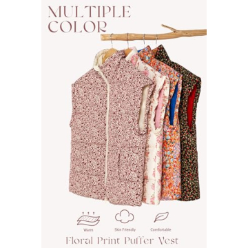 Tankaneo Women's Floral Oversized Puffer Vest - Stylish Comfort