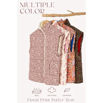 Tankaneo Women's Floral Oversized Puffer Vest - Stylish Comfort