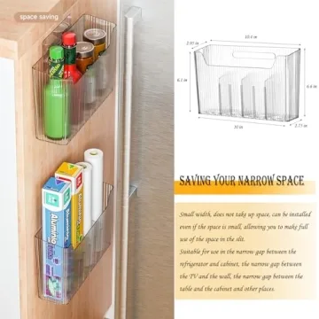 Lae Nuvole 2 Pack Adhesive Mount Cabinet Door Organizer, Wall Mounted Bathroom Organizers and Storage Bins Plastic Stackable Shower Caddy Hanging Floating Shelves for Narrow Space, BPA Free (Clear)