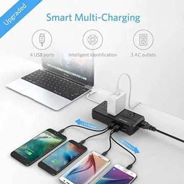 BESTEK Universal Travel Adapter 220V to 110V Voltage Converter with 6A 4-Port USB Charging and UK/AU/US/EU Worldwide Plug Adapter (Black)