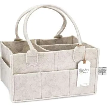 Parker Baby Diaper Caddy Multipack - Set of 2 Nursery Storage Bins and Car Organizers for Diapers, Wipes, and Baby Essentials - Portable and Stylish Diaper Totes - White