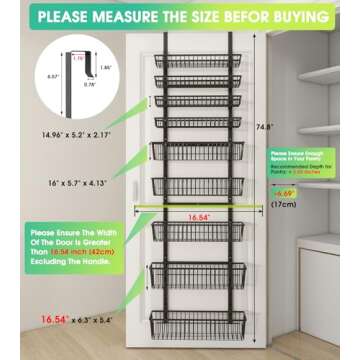 Mefirt 9-Tier Over The Door Pantry Organizer with Adjustable Shelves