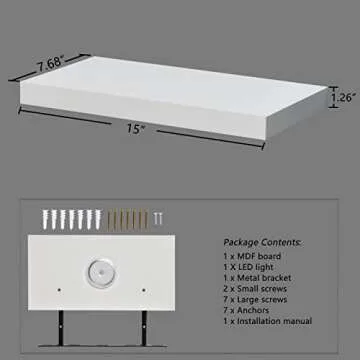 WELLAND White Floating Shelf with Motion Sensor Light