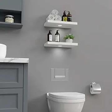 WELLAND White Floating Shelf with Motion Sensor Light