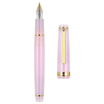 2 PCS Jinhao 82 Resin Fountain Pen Iridium Extra Fine & Fine Nib with Converter, Transparent Pink wi...