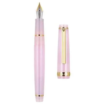 2 PCS Jinhao 82 Resin Fountain Pen Iridium Extra Fine & Fine Nib with Converter, Transparent Pink wi...