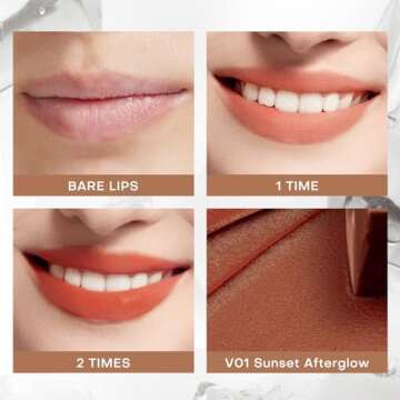 Mistine Makeup Velvet Lip Gloss Matte Lip Cream Liquid Lipstick Softening with Hyaluronic Acid Lip Tint, Non-Sticky Lightweight Lip Color V01 Sunset Afterglow 0.1 fl oz