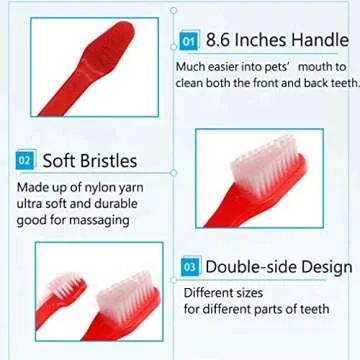 Zeyaa 10 Pack Pet Dog Toothbrush, 2 Triple Head Pet Toothbrushes 3 Double Head Tooth Brush 5 Pack Finger Rubber Toothbrushes, Multi-Angle Dental Cleaning Brushes for Dog Cat Oral Dental Health