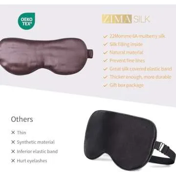 ZIMASILK 22 Momme Silk Sleep Mask Adjustable for Comfort