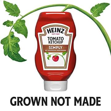 Heinz Simply Tomato Ketchup with No Artificial Sweeteners (20 oz Bottle, Pack of 12)