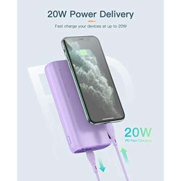 Kuulaa 26800mAh Portable Charger Power Bank PD 20W Fast Charging Battery Pack Charger Portable with USB C/USB A Triple Outputs for iPhone 15/14/13/12 Pro Samsung Google LG iPad AirPods, Purple