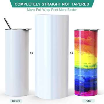 ISTOYO Sublimation Tumblers, [Skinny Straight, Shrink Wrap Sleeves Films & Tumbler Care Cards] Pack of 8 20 Oz Sublimation Blanks Bulk Insulated Tumblers with Metal Straws Lids for Mug Press
