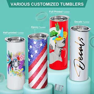 ISTOYO Sublimation Tumblers, [Skinny Straight, Shrink Wrap Sleeves Films & Tumbler Care Cards] Pack of 8 20 Oz Sublimation Blanks Bulk Insulated Tumblers with Metal Straws Lids for Mug Press