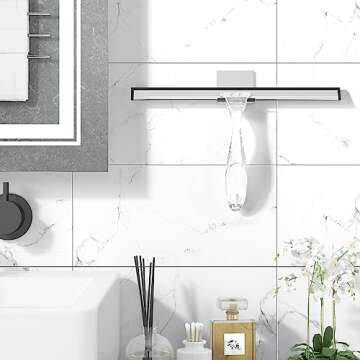AmazerBath Squeegee for Shower Glass Door, Shower Squeegee for Glass Doors - All-Purpose Squeegee with Hook for Shower Doors, Windows, Mirrors, Tiles and Car Glass, 12 Inches - Clear