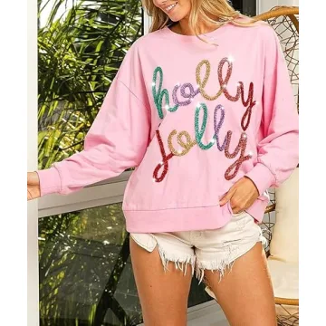 NUFIWI Sequin Christmas Sweatshirt for Festive Style