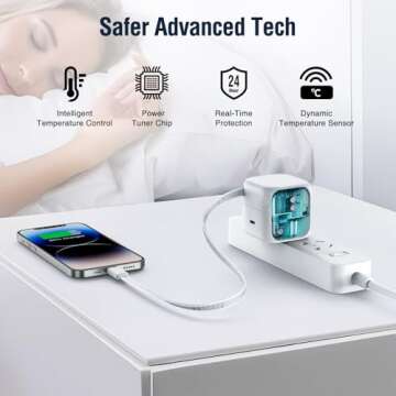 Retractable Charger for iPhone, 35W PD Fast Charger Block with Retractable Cable (31.5 inch) and Type C Ports, Portable Charger Adapter for iPhone 14/13 Pro Max/iPad/AirPods