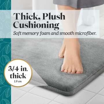 Genteele Memory Foam Bath Mat Non Slip Quick Drying