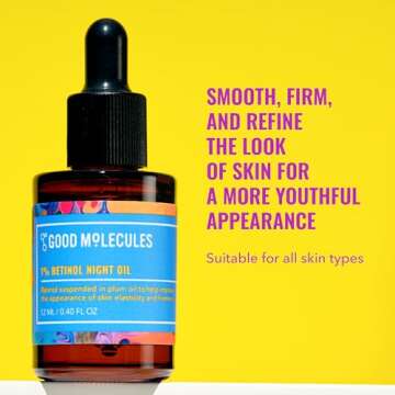 Good Molecules 1% Retinol Night Oil 12ml/0.40oz - Facial Oil With Retinol, Plum and Rosehip Seed Oil...