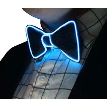 Brejkdo Light Up Men's LED Suspenders and Bow Tie Combo - Light up Suspenders for Men - Glow Party Clothes, Rave Outfits, Halloween Costume, Music Festival (blue)
