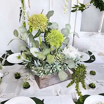 1 Pcs Wood Planter Box Rectangle Whitewashed Wooden Rectangular Planter with Inner Plastic Box - 11.5" L x 3.75" W x 3.75" H Floral Natural Centerpieces Rustic Wedding Decoration