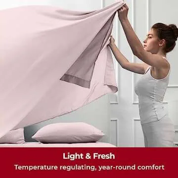 Mellanni Queen Sheets Set - 4 PC Iconic Collection Bedding - Hotel Luxury, Extra Soft, Cooling Bed Sheets - Wrinkle, Fade, Stain Resistant (Queen, Blush Pink)