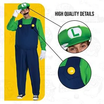 Disguise Men's Super Mario Bros Adult Luigi Costume Set