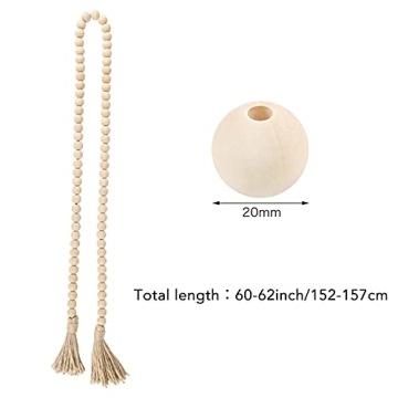 61Inches Wood Bead Garland Rustic Farmhouse Decor