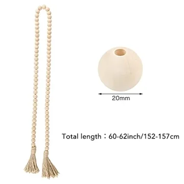 61Inches Wood Bead Garland Rustic Farmhouse Decor