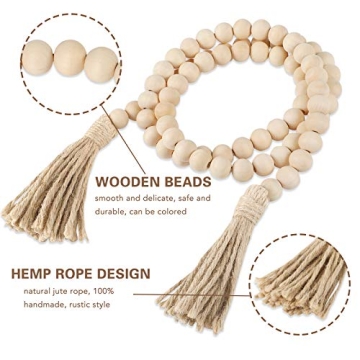 61Inches Wood Bead Garland Rustic Farmhouse Decor