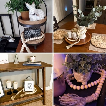 61Inches Wood Bead Garland Rustic Farmhouse Decor