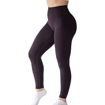 AUROLA Seamless Scrunch Tights Tummy Control Gym Fitness Yoga Pants Girl Sport Active Workout Leggings for Women (M, Winetasting)