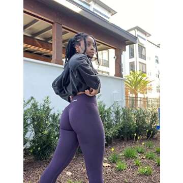 AUROLA Seamless Scrunch Tights Tummy Control Gym Fitness Yoga Pants Girl Sport Active Workout Leggings for Women (M, Winetasting)