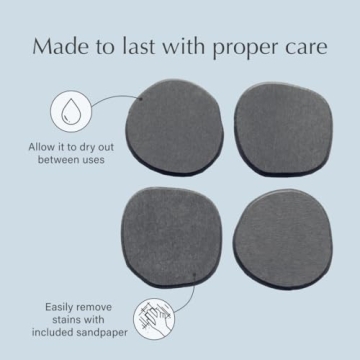 DORAI Home Stone Coaster Set - 4 Stone Coasters with Absorbent Diatomaceous Earth for Instant Drying Round Coasters for Drinks Modern Home Decor - Sandstone